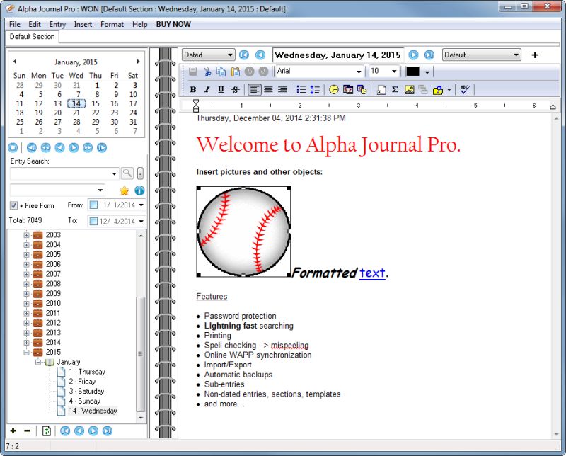 Alpha Journal diary program.