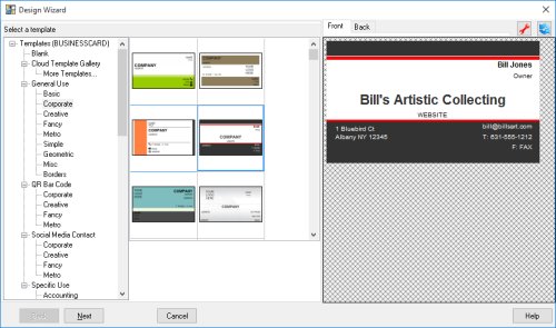 business card design wizard