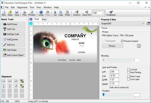 Business card design software for Windows