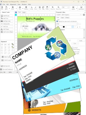 Business card software screenshot