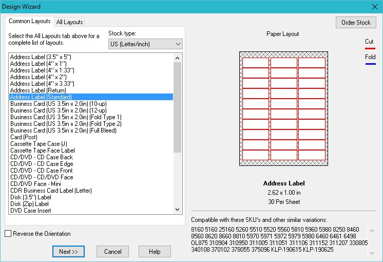 address label in design wizard