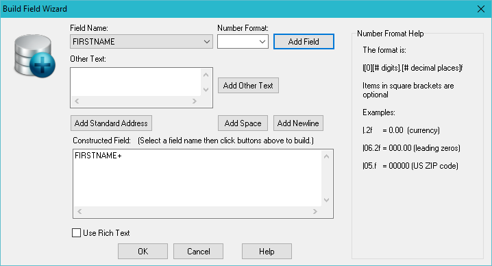 insert first database field