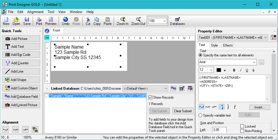 completed database field