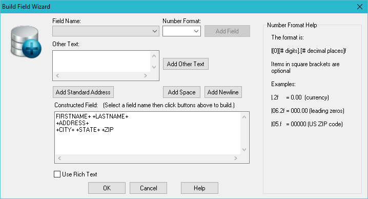 format database field